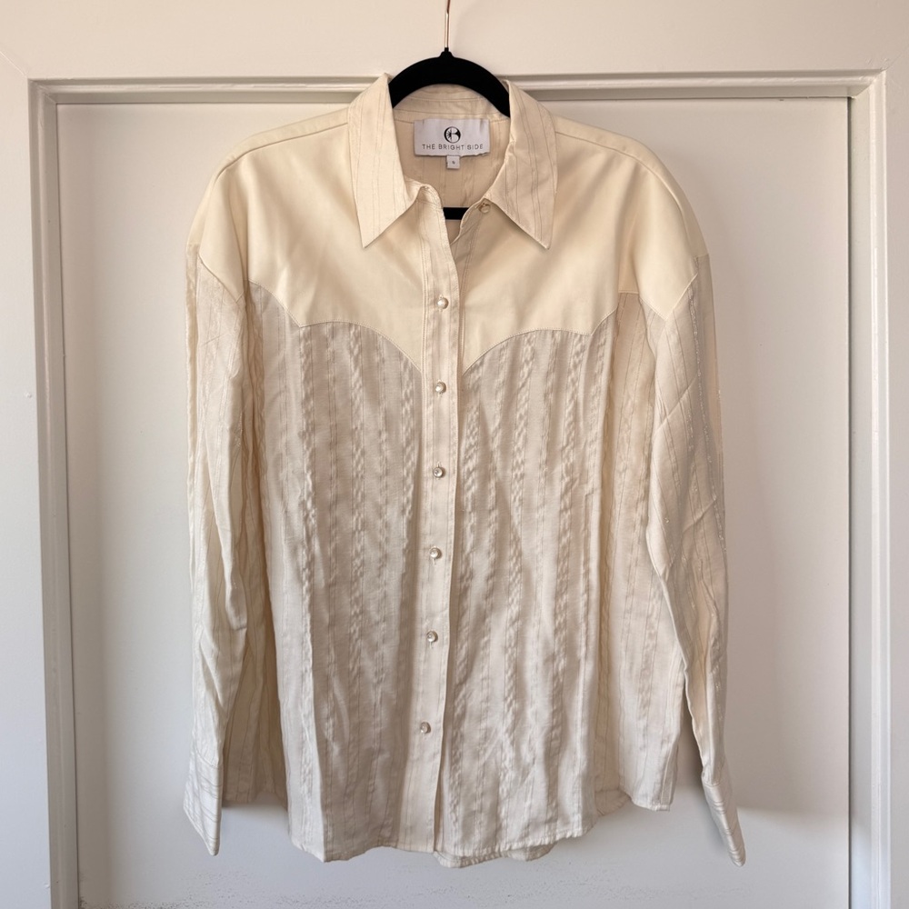 The Brightside Cream Button-Up Western Shirt